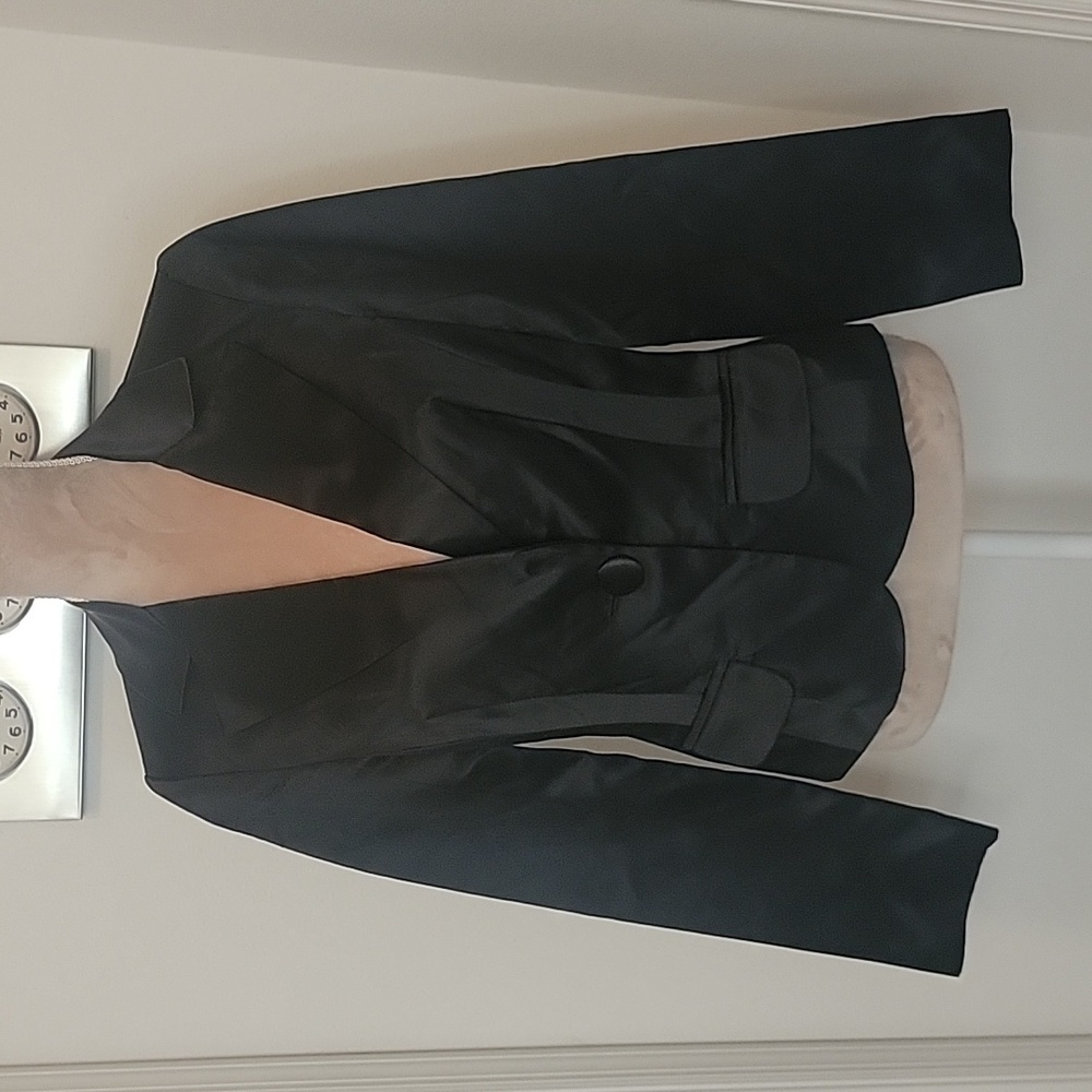 Trina Turk Size 4 Black 'Satin' Single Button Fully Lined Blazer, Gorgeous!
